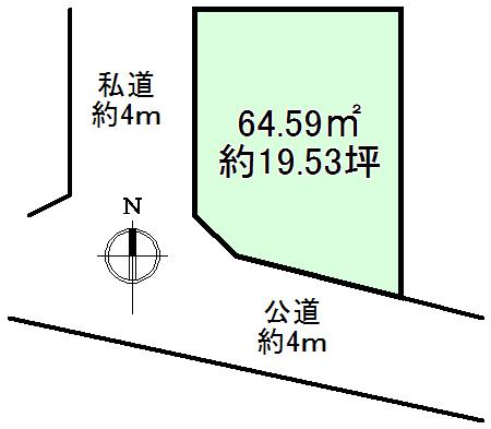 Compartment figure. Land price 6.5 million yen, Good day in the land area 64.59 sq m southwest corner lot