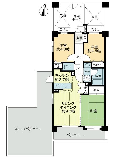 Floor plan. 3LDK, Price 14.8 million yen, Occupied area 60.03 sq m , Balcony area 8.01 sq m
