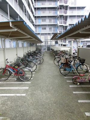 Other common areas. On-site bicycle parking lot with a roof
