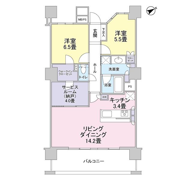 Floor plan. 3LDK, Price 36,900,000 yen, Occupied area 76.01 sq m , Balcony area 13.44 sq m