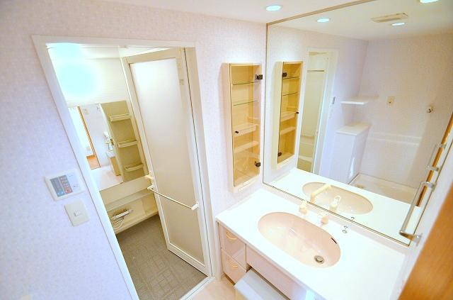 Wash basin, toilet. ~ Washroom ~