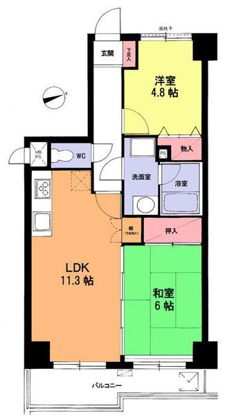 Floor plan. 2LDK, Price 8.9 million yen, Occupied area 53.35 sq m , Balcony area 6.9 sq m