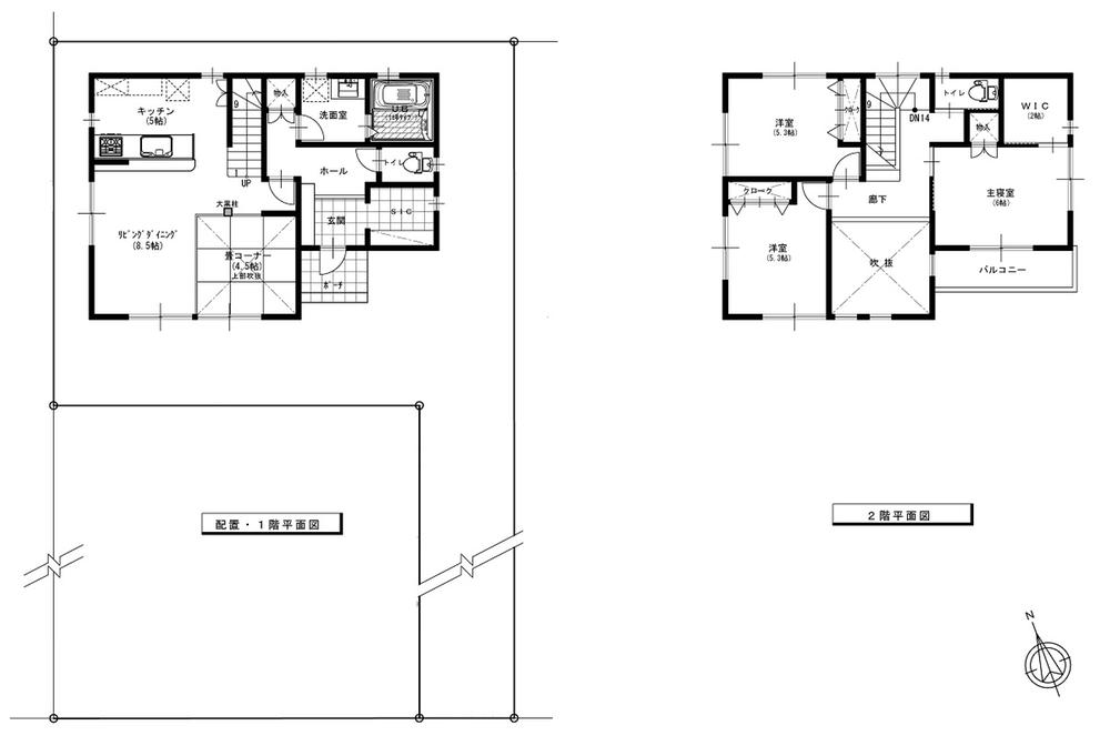 Other building plan example. B compartment building plan example (floor plan) Building area: first floor 52.33 sq m (15.83 square meters), Second floor 47.71 sq m (14.43 square meters) All 4 cun cedar ・ Cypress structure material, Larch solid floor adoption. I live to feel the warmth of nature. 