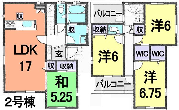 Floor plan. (Building 2), Price 30,900,000 yen, 4LDK, Land area 128.02 sq m , Building area 101.43 sq m