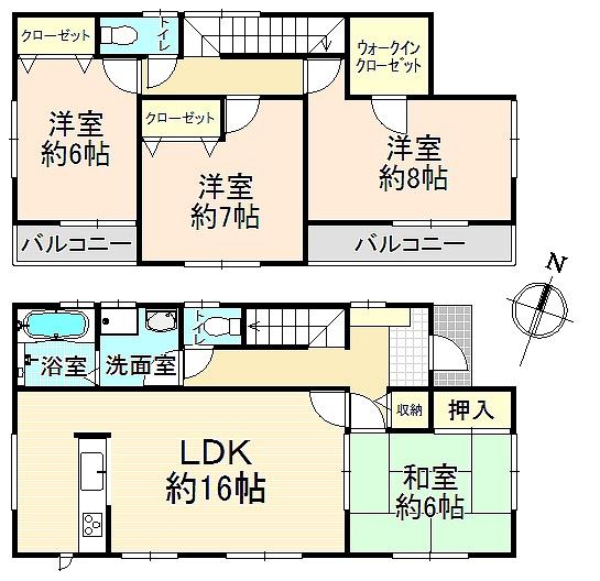 Floor plan. 22,800,000 yen, 4LDK, Land area 146.27 sq m , Building area 105.99 sq m