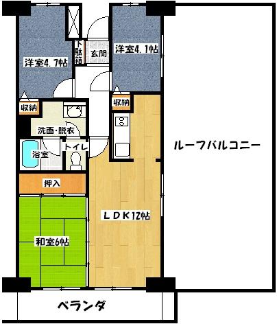 Floor plan. 3LDK, Price 8.6 million yen, Occupied area 60.23 sq m , Balcony area 9.94 sq m