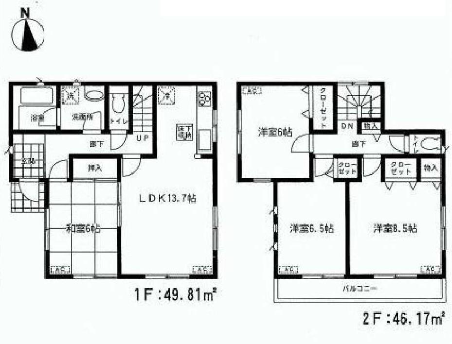 Floor plan. 23.8 million yen, 4LDK, Land area 108.12 sq m , Building area 95.98 sq m
