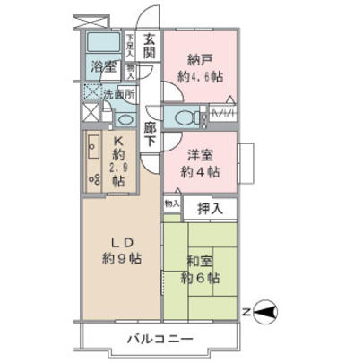 Floor plan. 5 floor angle dwelling unit, West ・ Facing the south-facing dihedral. There is a window in the bathroom.
