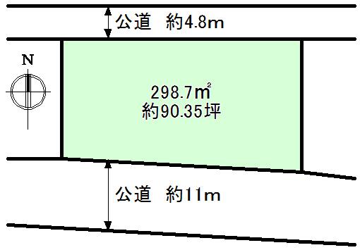 Compartment figure. Land price 34 million yen, It Seddo in land area 298.7 sq m prefectural road 11m