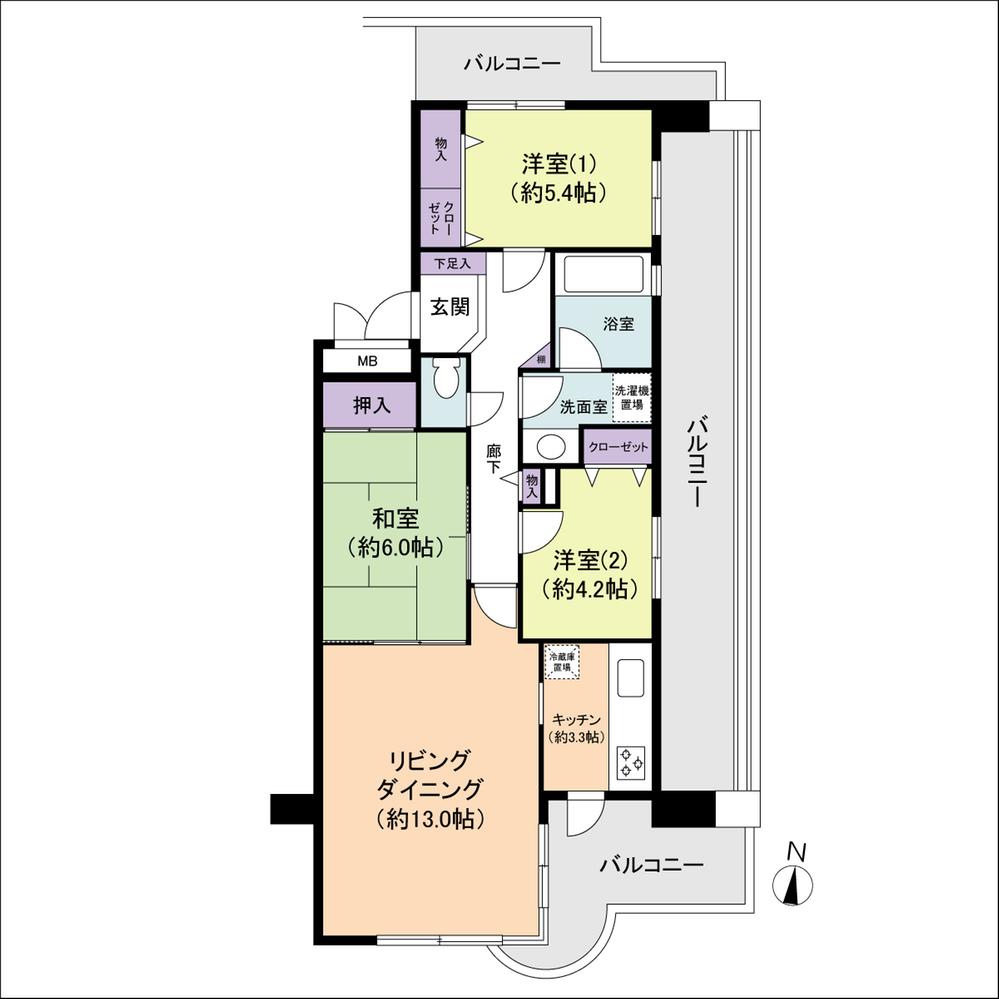 Floor plan. 3LDK, Price 10.5 million yen, Occupied area 73.61 sq m , Balcony area 29.81 sq m