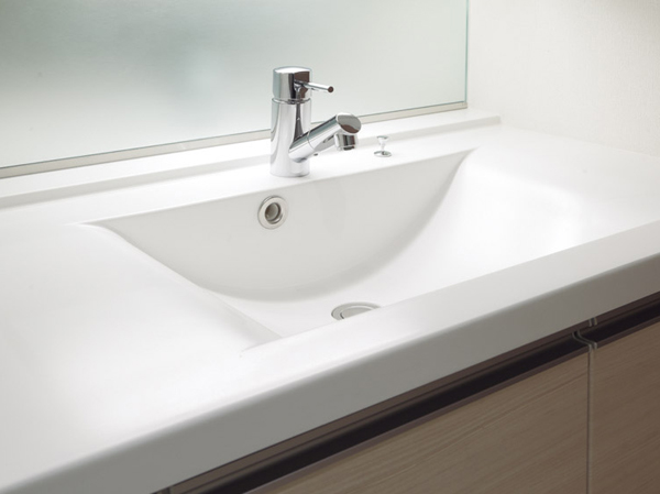 Bathing-wash room.  [Wash bowl integrated counter] Even dirt, With water it is hard to accumulate shape, Easy to clean. (H type)