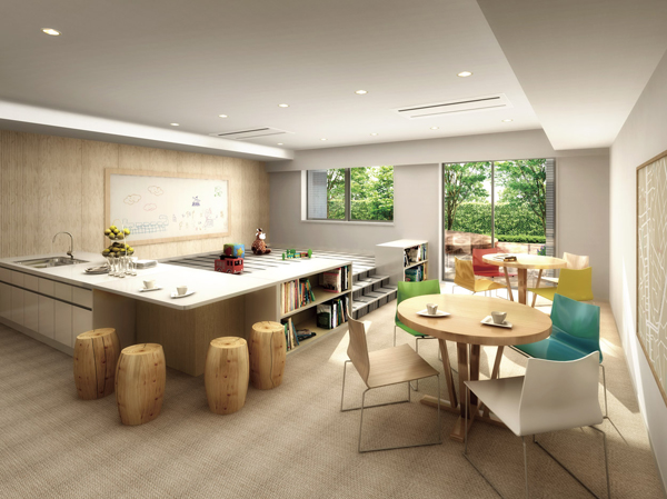 Shared facilities.  [Family lounge] Wednesday afternoon, Mom My friend and club activities. It is useful at such time, Family lounge. While from playing children, You can enjoy their time. (Family lounge Rendering CG)