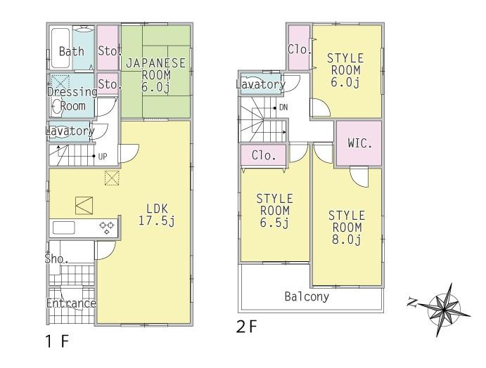 Floor plan. (Building 2), Price 39,800,000 yen, 4LDK, Land area 137.23 sq m , Building area 105.98 sq m