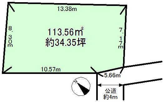 Compartment figure. Land price 14.5 million yen, Land area 113.56 sq m