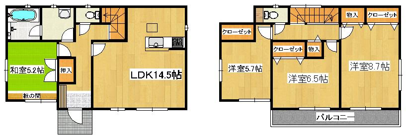 Floor plan. 19,800,000 yen, 4LDK, Land area 139.18 sq m , Building area 98 sq m 1 Building floor plan