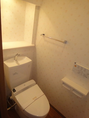 Toilet. Cold winter also comfortable bidet equipped