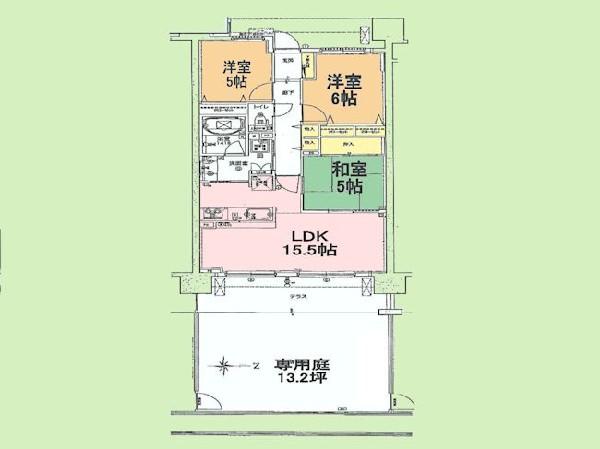 Floor plan. 3LDK, Price 23.5 million yen, Occupied area 73.02 sq m , Balcony area 43.86 sq m