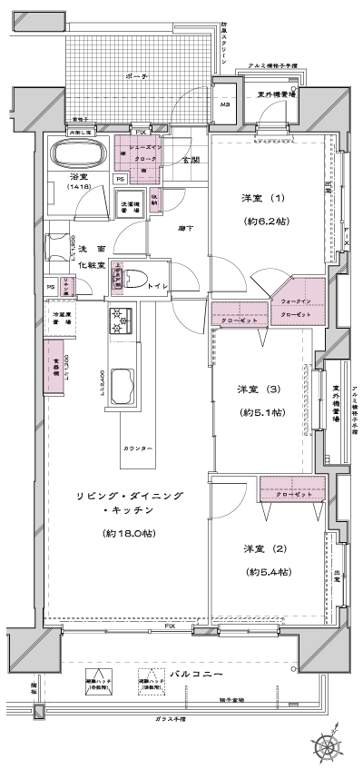 Floor: 3LDK + WIC + SIC, the occupied area: 74.86 sq m