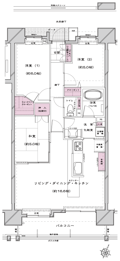 Floor: 3LDK + WIC, the occupied area: 71.82 sq m