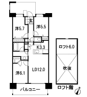 Floor: 3LDK + WIC + LOFT, occupied area: 70.11 sq m
