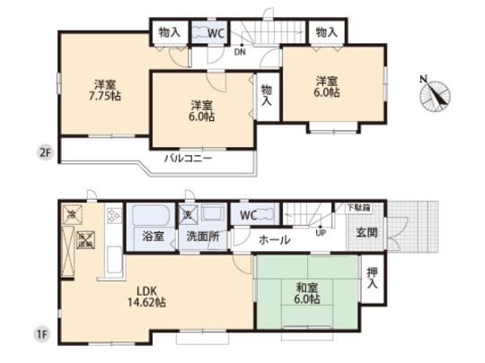 Floor plan. 32,800,000 yen, 4LDK, Land area 130.58 sq m , Building area 95.84 sq m floor plan