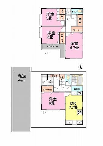 Floor plan. 10.5 million yen, 4DK, Land area 100.29 sq m , Building area 78.23 sq m