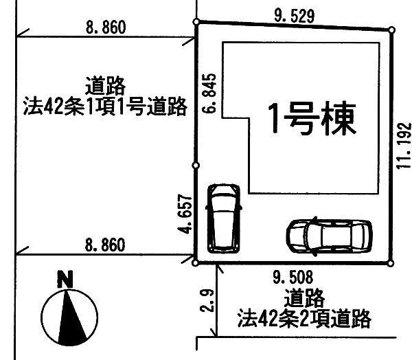 Compartment figure. 23.8 million yen, 4LDK, Land area 108.12 sq m , Building area 95.98 sq m car space two of permanent residence