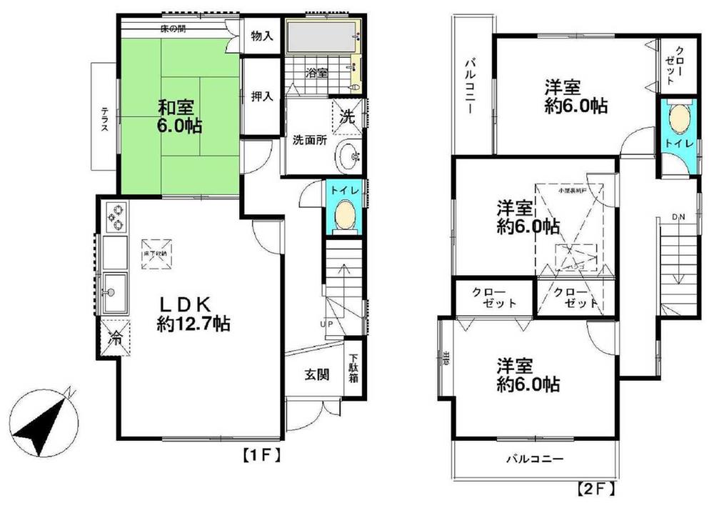 Floor plan. 19.9 million yen, 4LDK, Land area 117.36 sq m , Building area 93.55 sq m 4LDK + attic storage