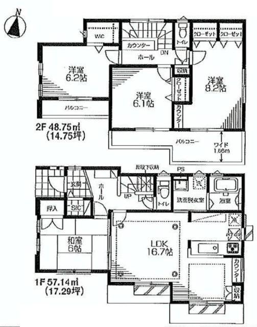 Floor plan. (B Building), Price 39,800,000 yen, 4LDK, Land area 117.2 sq m , Building area 105.89 sq m