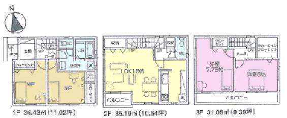 Floor plan. (Building 2), Price 26,800,000 yen, 2LDK+2S, Land area 74.42 sq m , Building area 102.67 sq m