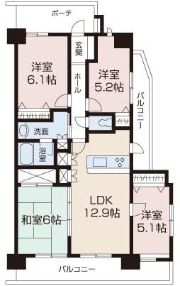 Floor plan. 4LDK, Price 20.8 million yen, Occupied area 78.52 sq m , Balcony area 18 sq m floor plan