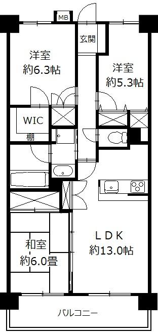 Floor plan. 3LDK, Price 19,800,000 yen, Footprint 71.3 sq m , Balcony area 9.92 sq m