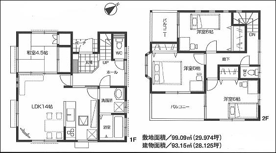 Floor plan. 38,800,000 yen, 4LDK, Land area 101.52 sq m , Building area 93.15 sq m