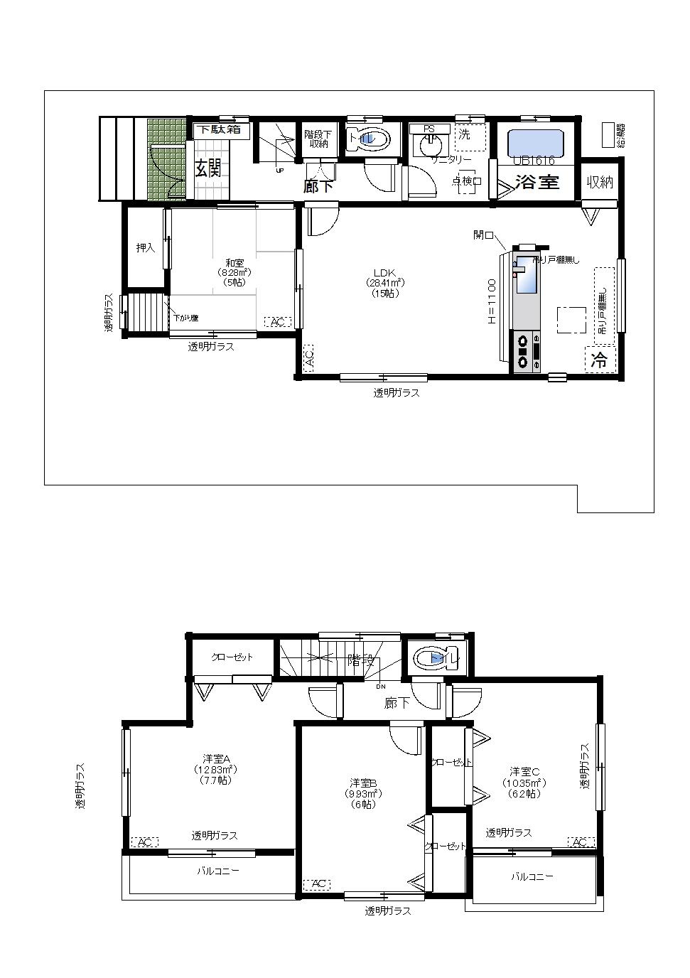 Floor plan. 32,800,000 yen, 4LDK, Land area 100.35 sq m , Building area 94.39 sq m 4LDK Zenshitsuminami direction South side also has some contact road