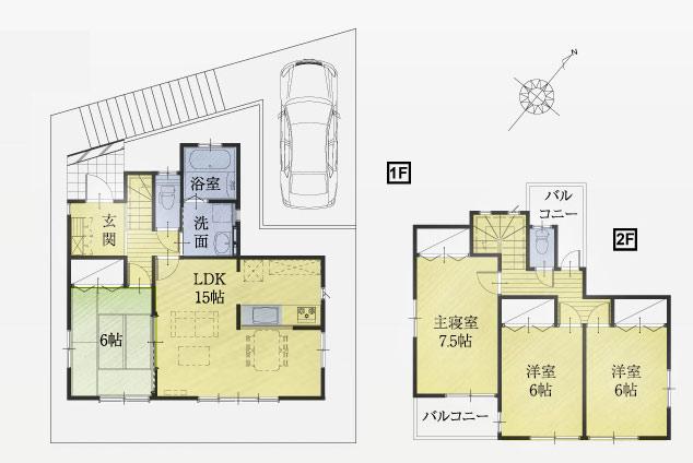 Floor plan. (3 Building), Price 27,400,000 yen, 4LDK, Land area 118.21 sq m , Building area 97.71 sq m
