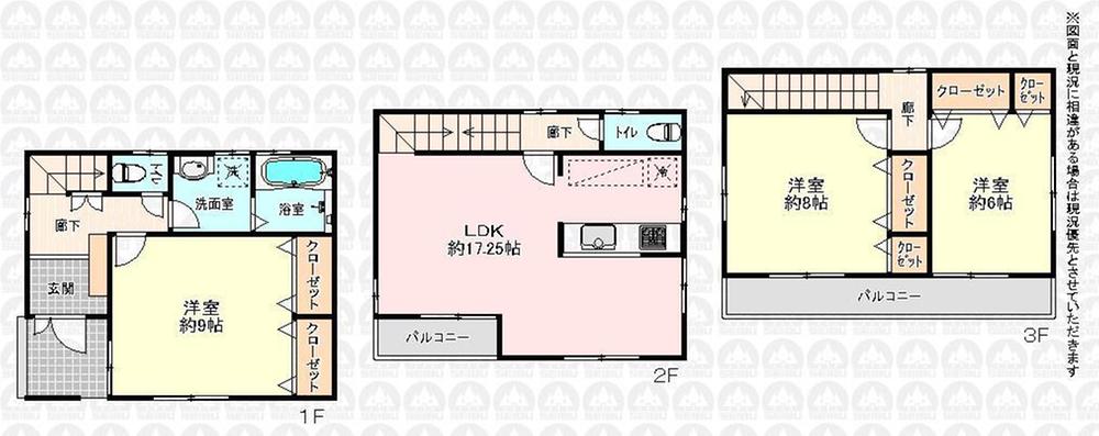 Floor plan. (3 Building), Price 27,800,000 yen, 3LDK, Land area 75.28 sq m , Building area 99.78 sq m