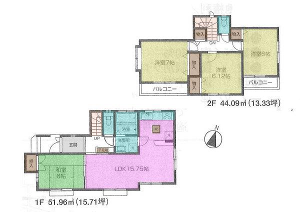 Floor plan. 28.8 million yen, 4LDK, Land area 103.09 sq m , Building area 96.05 sq m