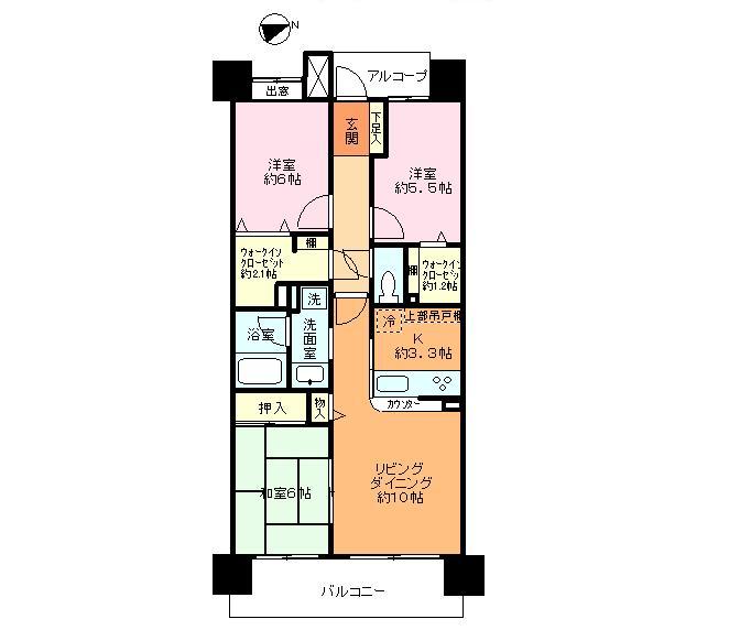 Floor plan. 3LDK, Price 18.6 million yen, Occupied area 70.76 sq m , Balcony area 10.9 sq m