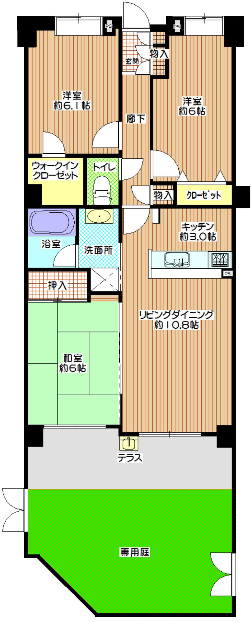 Floor plan. 3LDK, Price 19,800,000 yen, Occupied area 70.75 sq m