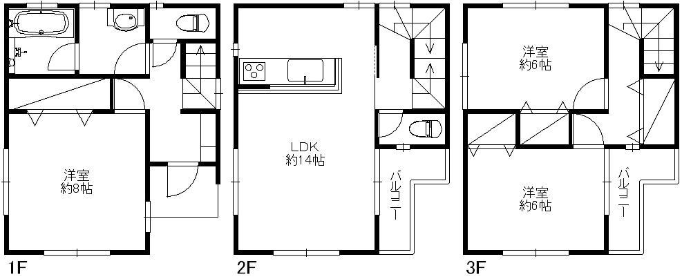 Floor plan. (A-6 Building), Price 32,800,000 yen, 3LDK, Land area 65.66 sq m , Building area 90.01 sq m