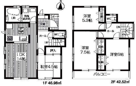 Floor plan. 28.8 million yen, 4LDK, Land area 90 sq m , Building area 89.5 sq m large 4LDK + car space