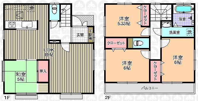 Other building plan example. Building plan example (No. 3 locations) Building price 10.5 million yen, Building area 96.05 sq m