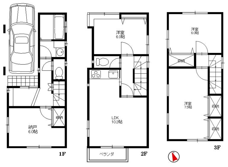 Floor plan. 18,800,000 yen, 3LDK, Land area 56.78 sq m , Building area 88.28 sq m