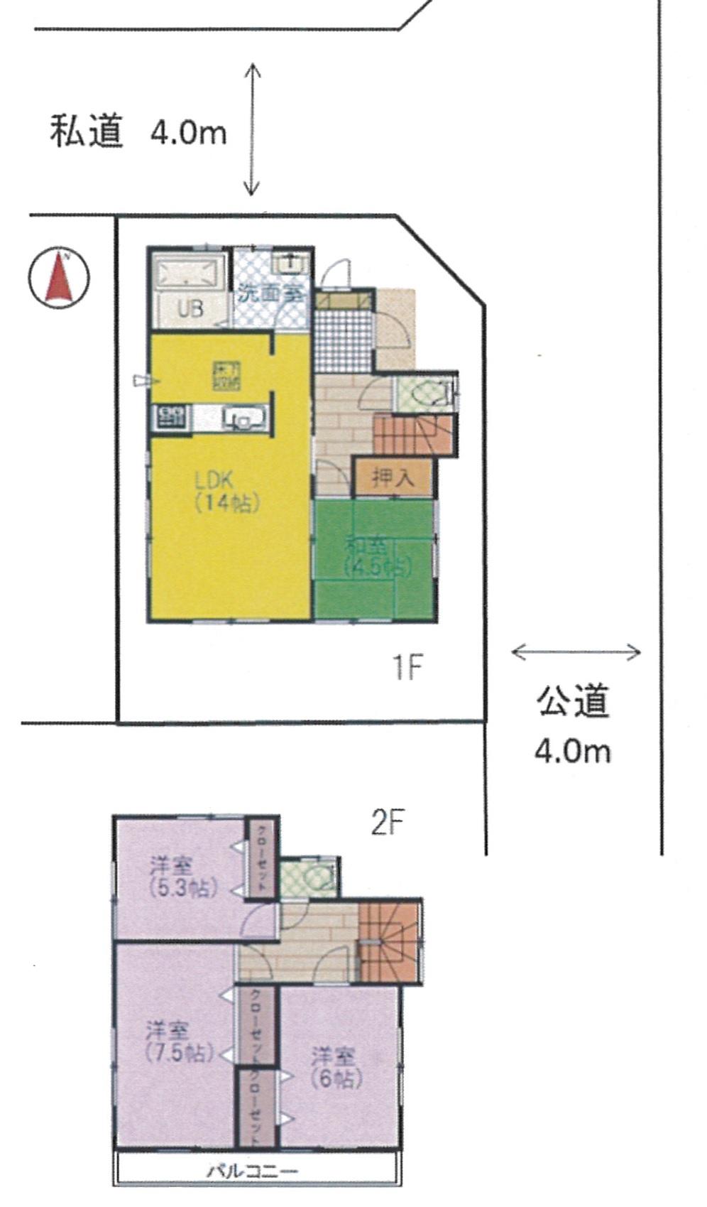 Floor plan. 29,800,000 yen, 4LDK, Land area 90 sq m , Building area 89.5 sq m