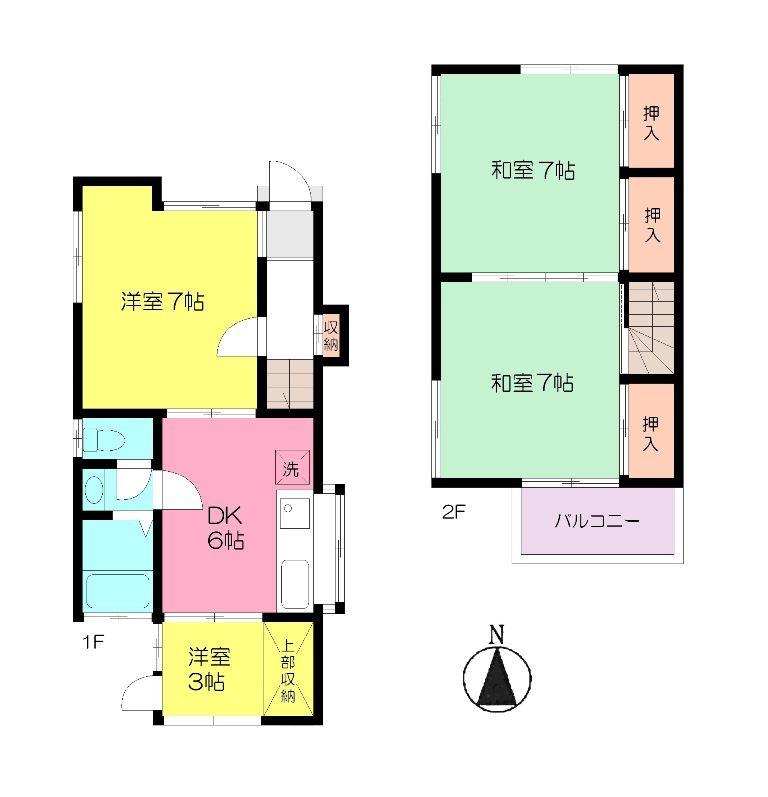 Floor plan. 12.8 million yen, 4DK, Land area 46.24 sq m , Building area 60.16 sq m Hibarigaoka Detached