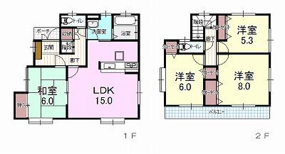 Floor plan. (3 Building), Price 38,800,000 yen, 4LDK, Land area 100.09 sq m , Building area 96.05 sq m