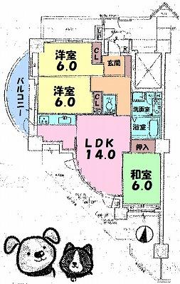 Floor plan. 3LDK, Price 26,800,000 yen, Occupied area 72.19 sq m , Balcony area 36.27 sq m