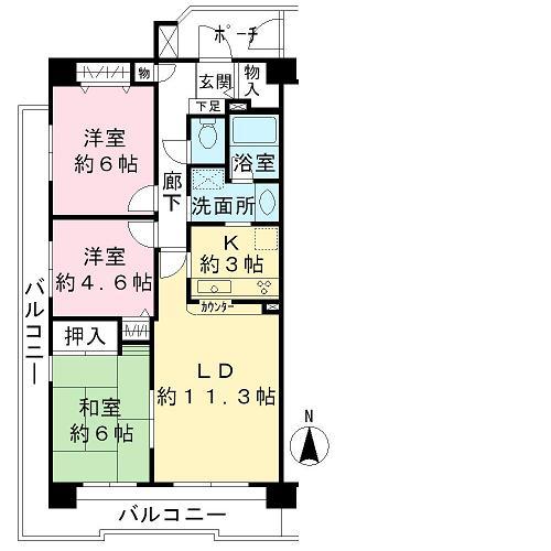 Floor plan. 3LDK, Price 23.8 million yen, Occupied area 72.47 sq m , Balcony area 19.62 sq m