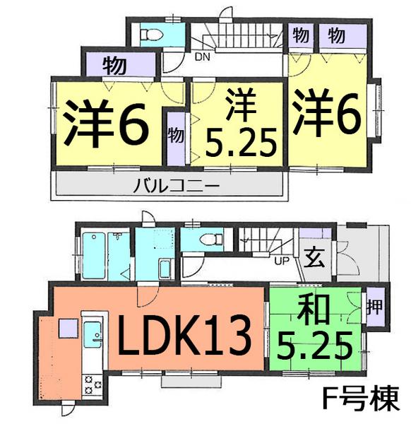 Floor plan. (F Building), Price 28.5 million yen, 4LDK, Land area 102.1 sq m , Building area 88.7 sq m