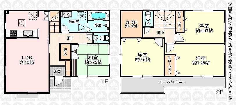 Floor plan. 25,300,000 yen, 4LDK, Land area 102.45 sq m , There is a building area of ​​99.37 sq m walk-in closet room is clean. 